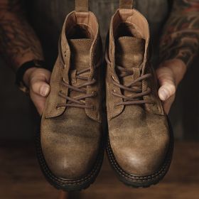 Men's Retro Workwear Mid-top British Martin Boots (Option: Yellowish Brown-38)