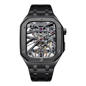 Strap Double Row Armor One Piece Strap Case Stainless Steel Protective Cover (Color: Black)