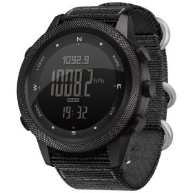 Digital Watch Sports Waterproof Altimeter Barometer Compass (Option: Black nylon)