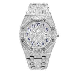 High-end Full Drill Waterproof Calendar Men's Watch (Color: Silver)