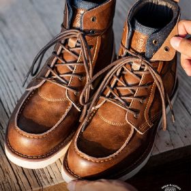 Lapel Vintage Work Boots Men's Boots Winter British Style (Option: Beeswax Cowboy-38)