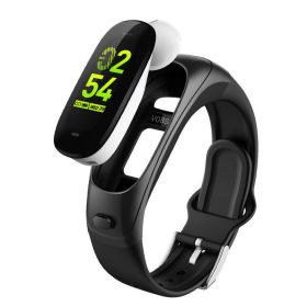 Smart Bracelet Heart Rate Blood Pressure Multifunctional Bluetooth Headset (Color: Black)