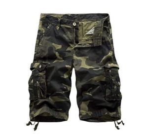 Mens Cotton Relaxed Fit Fit Outdoor Camouflage Camo Cargo Shorts (Color: 4)