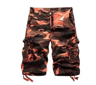 Mens Cotton Relaxed Fit Fit Outdoor Camouflage Camo Cargo Shorts (Color: 3)