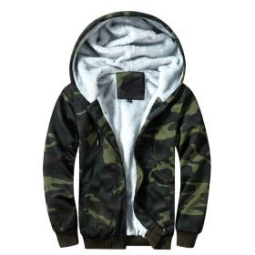 Men Fleece Hoodies Velvet Thick Hooded Sweatshirts Camouflage Warm Jacket Plus Size (Color: 2)
