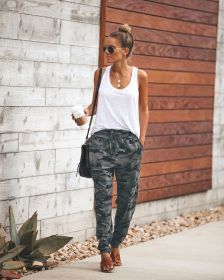 Autumn and Winter Casual Pants Sexy Slim Straps Camouflage Printed Casual Pants (Color: Camouflage)