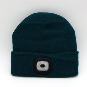 LED Knit Hat Button Cell Type Knitted Hat With Light Glowing (Color: Peacock)