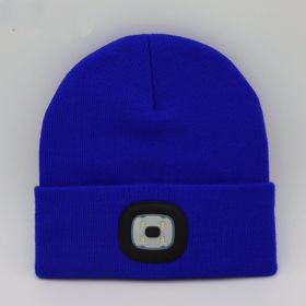 LED Knit Hat Button Cell Type Knitted Hat With Light Glowing (Color: Sapphire)