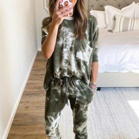 New Style Women's Autumn Loose Long Sleeve Printing Casual Suit (Color: Green)