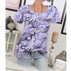 Summer Women's New Camouflage Pocket Sequins Short Sleeve T-Shirt