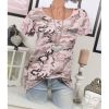 Summer Women's New Camouflage Pocket Sequins Short Sleeve T-Shirt