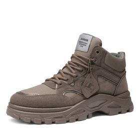 Fall Winter Men High Top Boots Thick Bottom Retro (Option: Coffee-41)